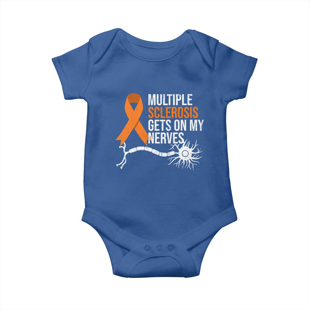 Multiple Sclerosis Awareness Baby Onesie Orange Ribbon MS Gets On My Nerves
