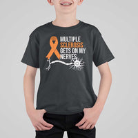 Multiple Sclerosis Awareness T Shirt For Kid Orange Ribbon MS Gets On My Nerves