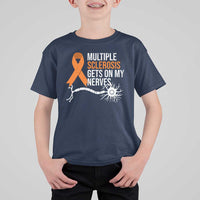 Multiple Sclerosis Awareness T Shirt For Kid Orange Ribbon MS Gets On My Nerves