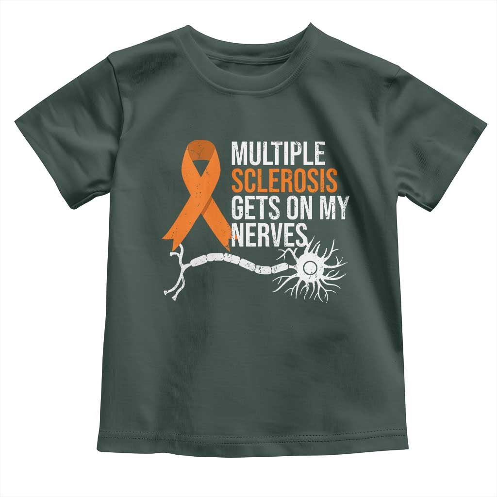 Multiple Sclerosis Awareness Toddler T Shirt Orange Ribbon MS Gets On My Nerves