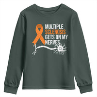 Multiple Sclerosis Awareness Youth Sweatshirt Orange Ribbon MS Gets On My Nerves