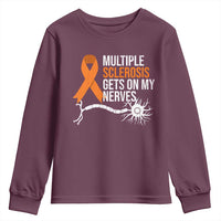 Multiple Sclerosis Awareness Youth Sweatshirt Orange Ribbon MS Gets On My Nerves