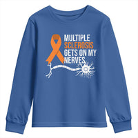 Multiple Sclerosis Awareness Youth Sweatshirt Orange Ribbon MS Gets On My Nerves