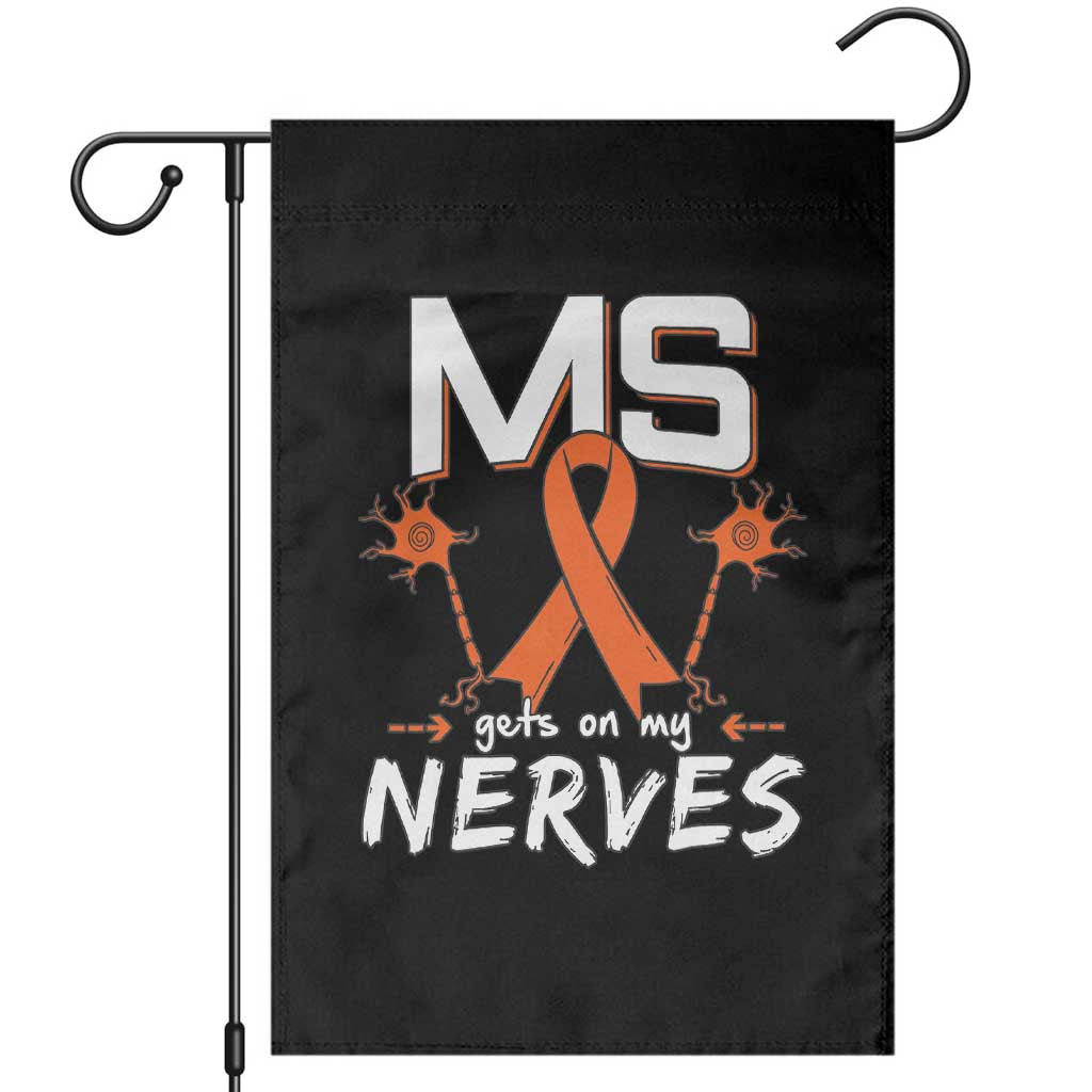 MS Gets On My Nerves Multiple Sclerosis Awareness Garden Flag Orange Ribbon - Wonder Print Shop