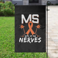 MS Gets On My Nerves Multiple Sclerosis Awareness Garden Flag Orange Ribbon - Wonder Print Shop