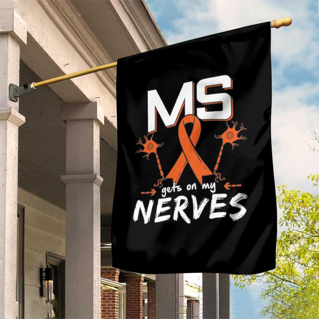 MS Gets On My Nerves Multiple Sclerosis Awareness Garden Flag Orange Ribbon - Wonder Print Shop