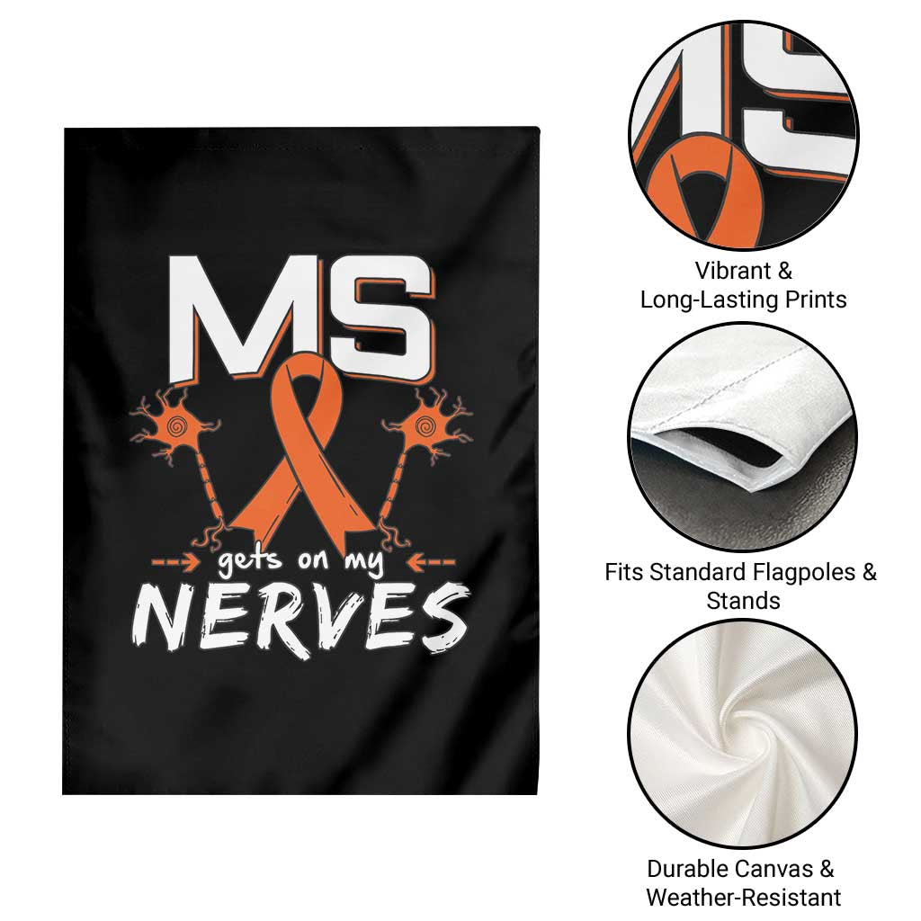 MS Gets On My Nerves Multiple Sclerosis Awareness Garden Flag Orange Ribbon - Wonder Print Shop