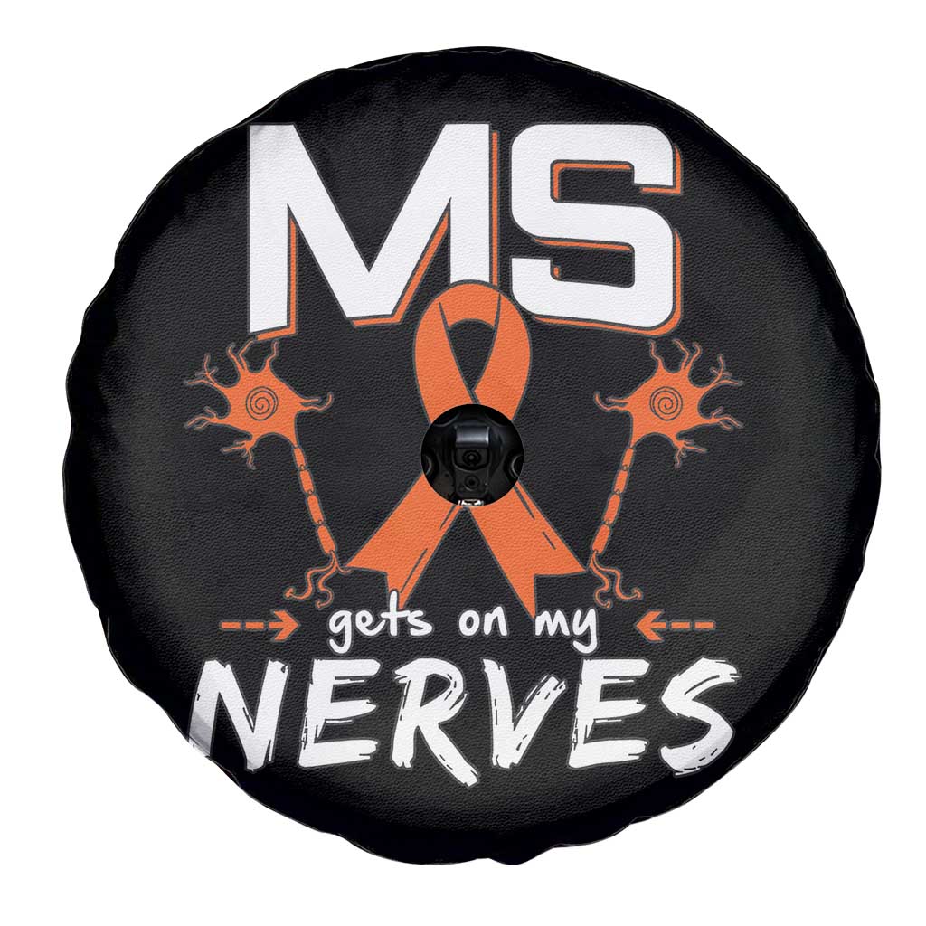 MS Gets On My Nerves Multiple Sclerosis Awareness Spare Tire Cover Orange Ribbon
