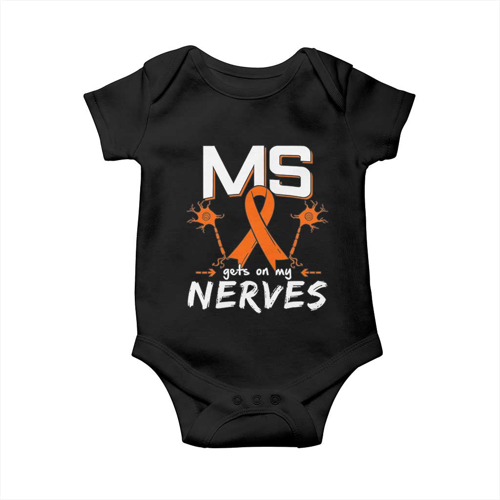 MS Gets On My Nerves Multiple Sclerosis Awareness Baby Onesie Orange Ribbon