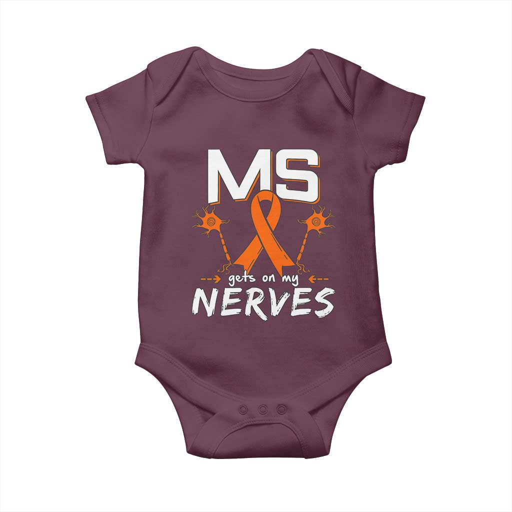 MS Gets On My Nerves Multiple Sclerosis Awareness Baby Onesie Orange Ribbon