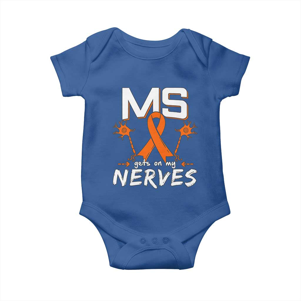 MS Gets On My Nerves Multiple Sclerosis Awareness Baby Onesie Orange Ribbon