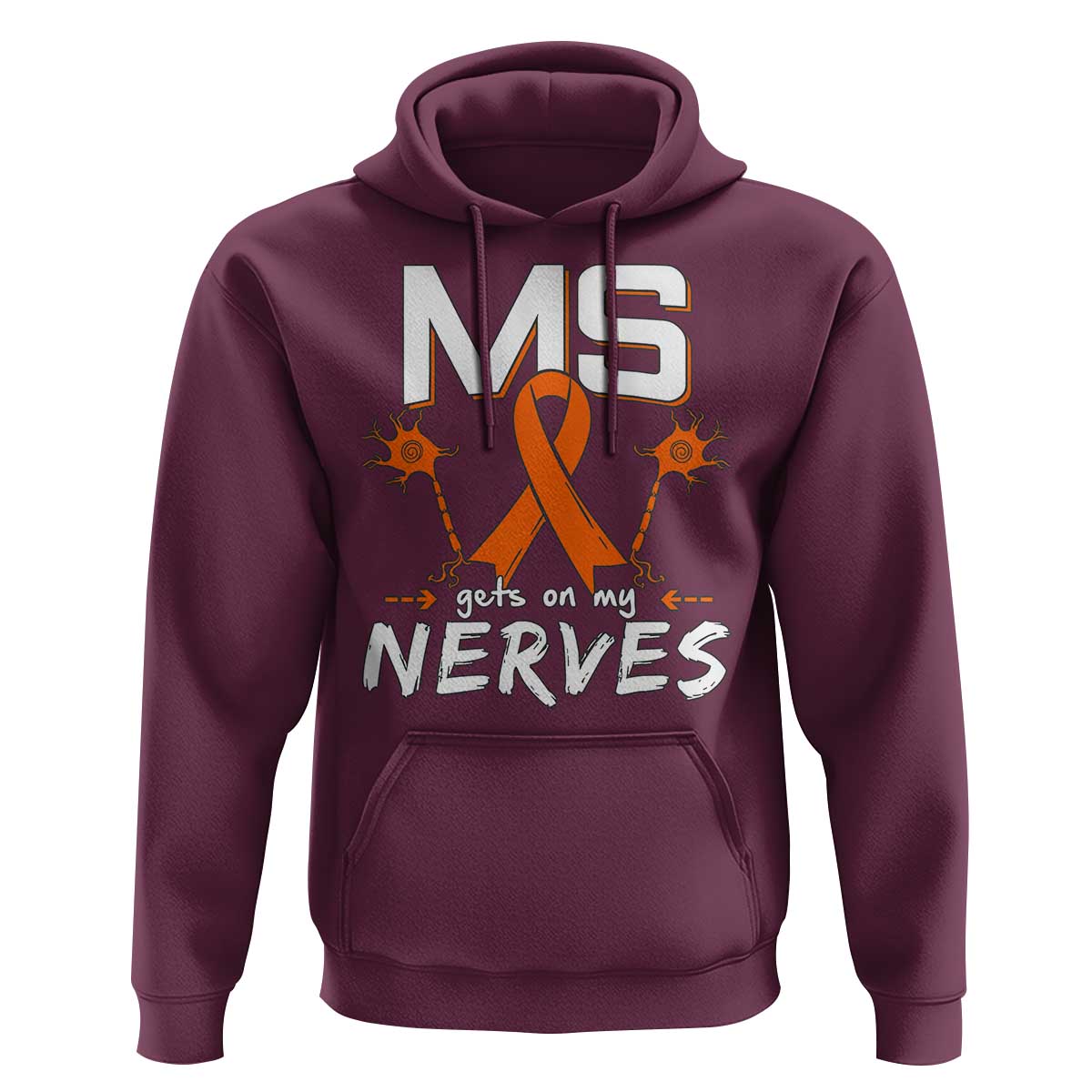 MS Gets On My Nerves Multiple Sclerosis Awareness Hoodie Orange Ribbon