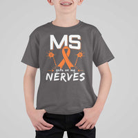 MS Gets On My Nerves Multiple Sclerosis Awareness T Shirt For Kid Orange Ribbon