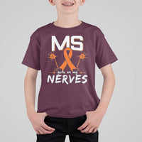 MS Gets On My Nerves Multiple Sclerosis Awareness T Shirt For Kid Orange Ribbon