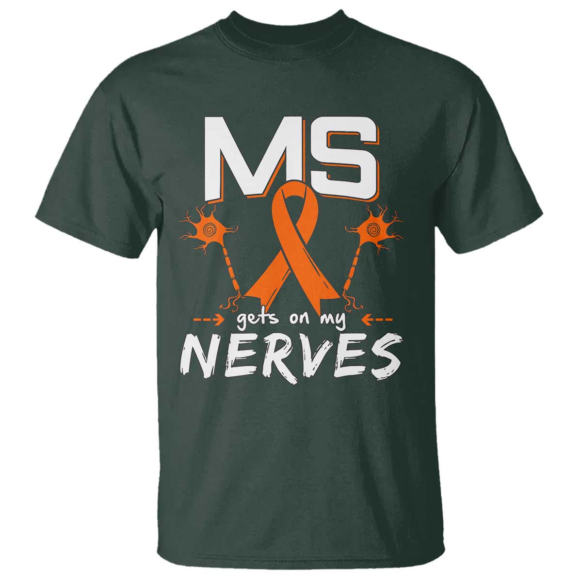 MS Gets On My Nerves Multiple Sclerosis Awareness T Shirt Orange Ribbon