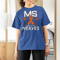 MS Gets On My Nerves Multiple Sclerosis Awareness T Shirt For Women Orange Ribbon