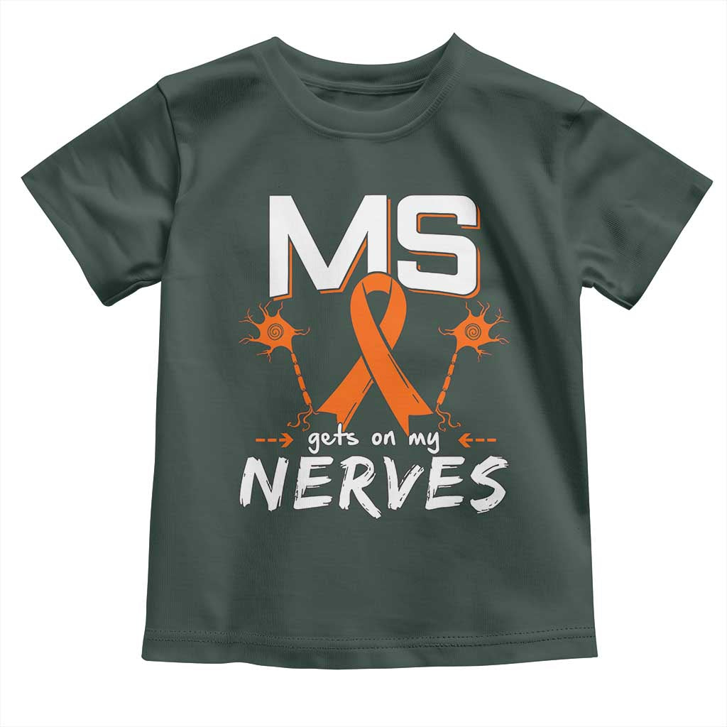 MS Gets On My Nerves Multiple Sclerosis Awareness Toddler T Shirt Orange Ribbon
