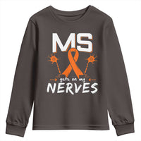 MS Gets On My Nerves Multiple Sclerosis Awareness Youth Sweatshirt Orange Ribbon