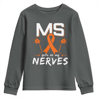 MS Gets On My Nerves Multiple Sclerosis Awareness Youth Sweatshirt Orange Ribbon