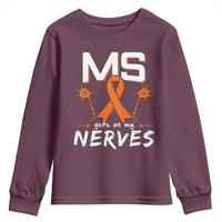 MS Gets On My Nerves Multiple Sclerosis Awareness Youth Sweatshirt Orange Ribbon