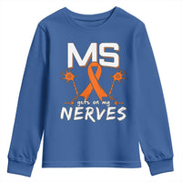 MS Gets On My Nerves Multiple Sclerosis Awareness Youth Sweatshirt Orange Ribbon