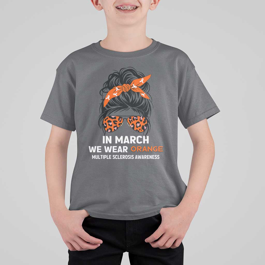 In March We Wear Orange MS Warrior T Shirt For Kid Multiple Sclerosis Support Squad