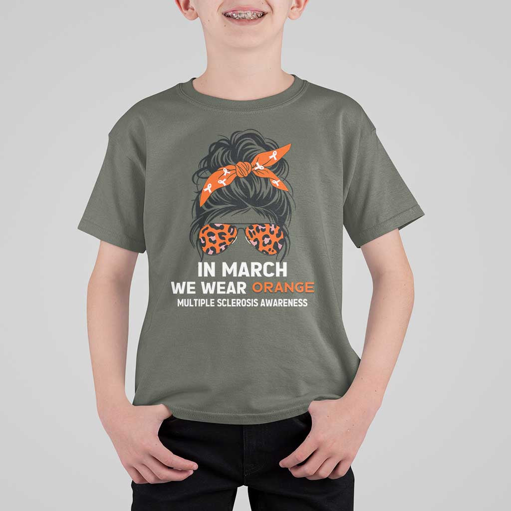 In March We Wear Orange MS Warrior T Shirt For Kid Multiple Sclerosis Support Squad