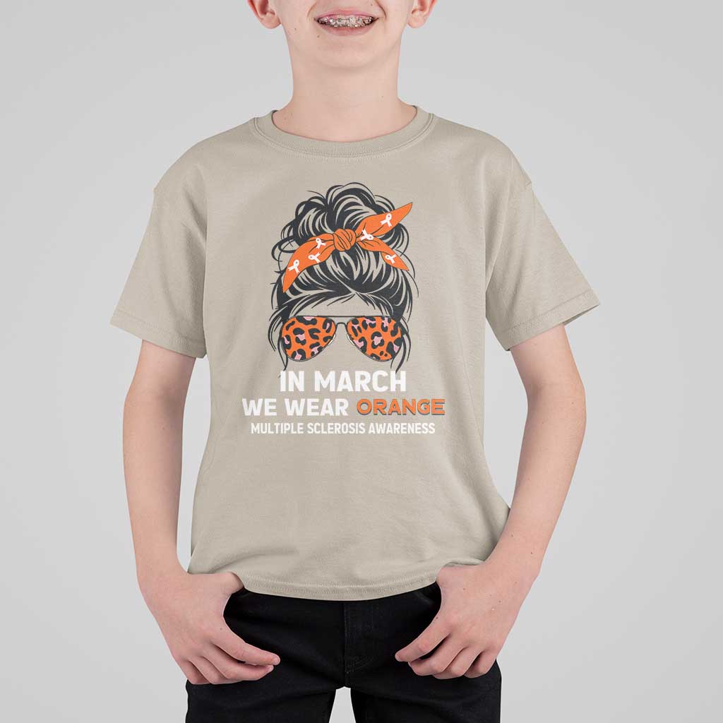 In March We Wear Orange MS Warrior T Shirt For Kid Multiple Sclerosis Support Squad