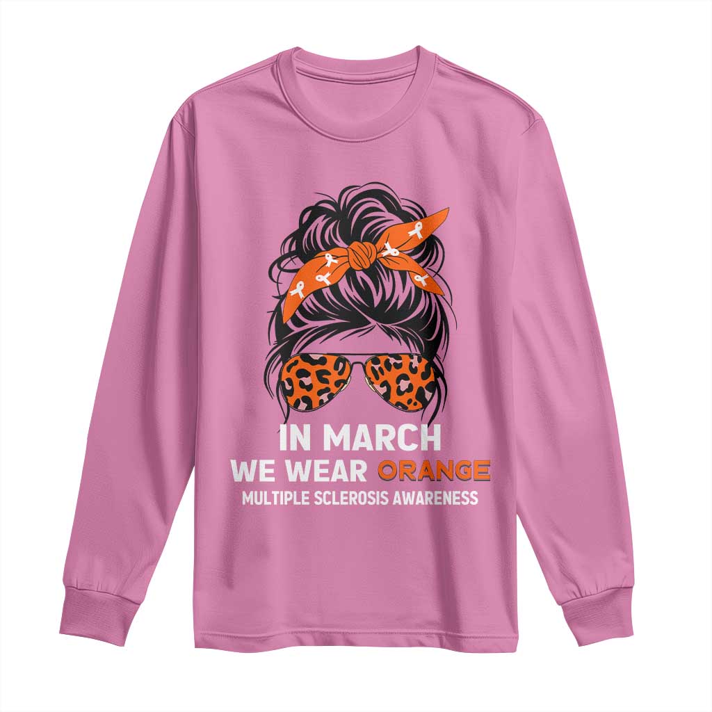 In March We Wear Orange MS Warrior Long Sleeve Shirt Multiple Sclerosis Support Squad