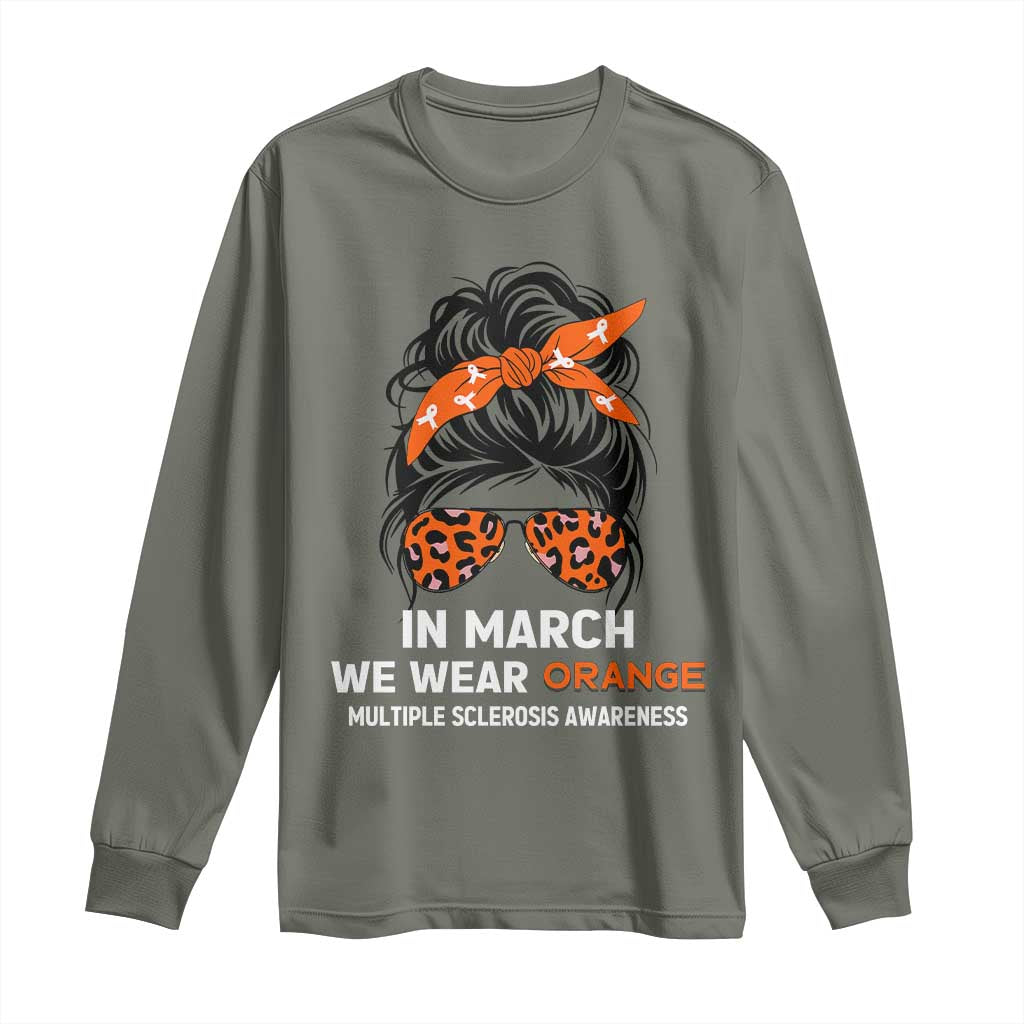 In March We Wear Orange MS Warrior Long Sleeve Shirt Multiple Sclerosis Support Squad