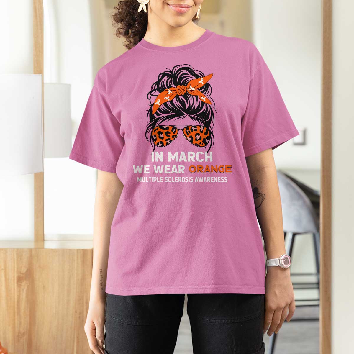 In March We Wear Orange MS Warrior T Shirt For Women Multiple Sclerosis Support Squad