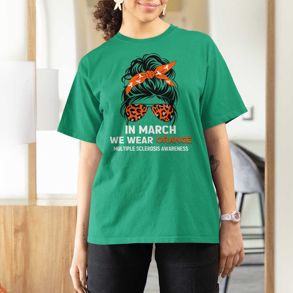 In March We Wear Orange MS Warrior T Shirt For Women Multiple Sclerosis Support Squad