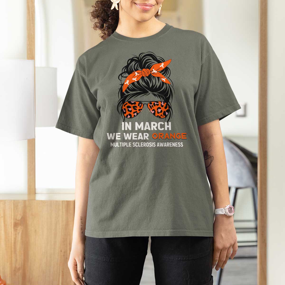 In March We Wear Orange MS Warrior T Shirt For Women Multiple Sclerosis Support Squad