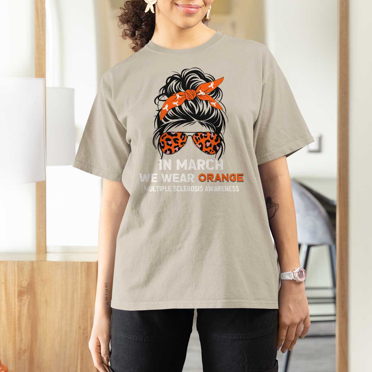 In March We Wear Orange MS Warrior T Shirt For Women Multiple Sclerosis Support Squad