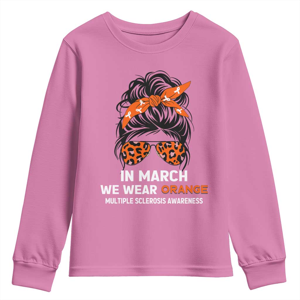 In March We Wear Orange MS Warrior Youth Sweatshirt Multiple Sclerosis Support Squad