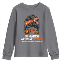 In March We Wear Orange MS Warrior Youth Sweatshirt Multiple Sclerosis Support Squad