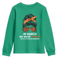 In March We Wear Orange MS Warrior Youth Sweatshirt Multiple Sclerosis Support Squad