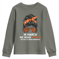 In March We Wear Orange MS Warrior Youth Sweatshirt Multiple Sclerosis Support Squad