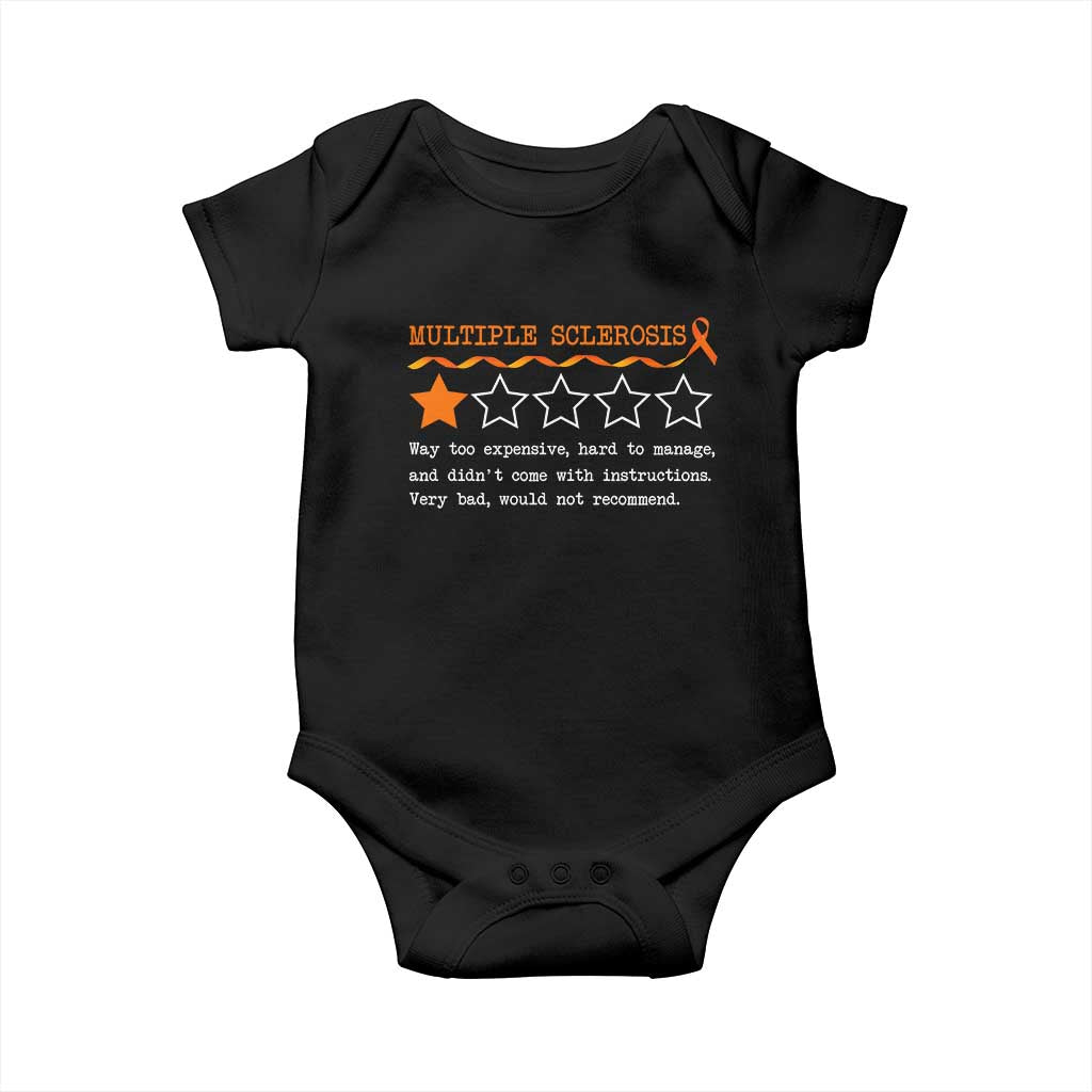 Multiple Sclerosis Awareness Baby Onesie Orange Ribbon MS Review Very Bad Would Not Recommend