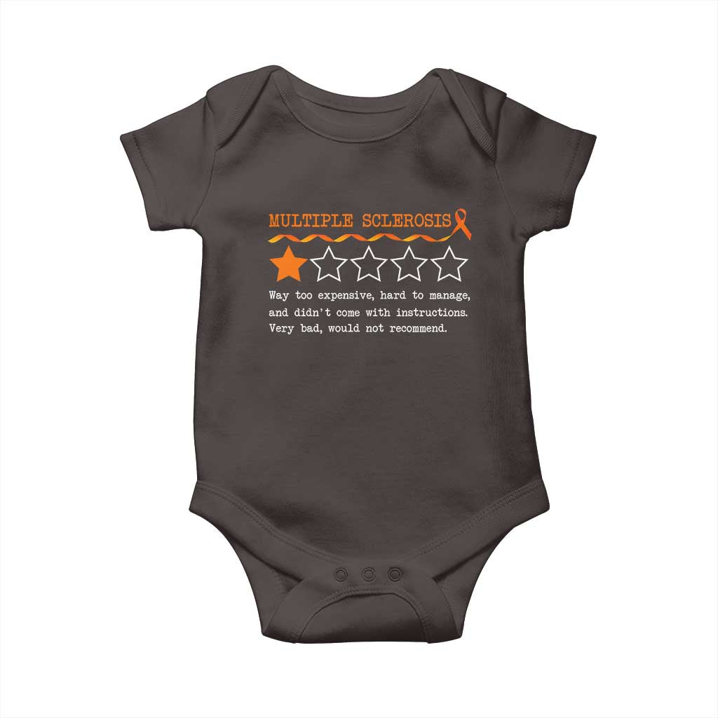 Multiple Sclerosis Awareness Baby Onesie Orange Ribbon MS Review Very Bad Would Not Recommend