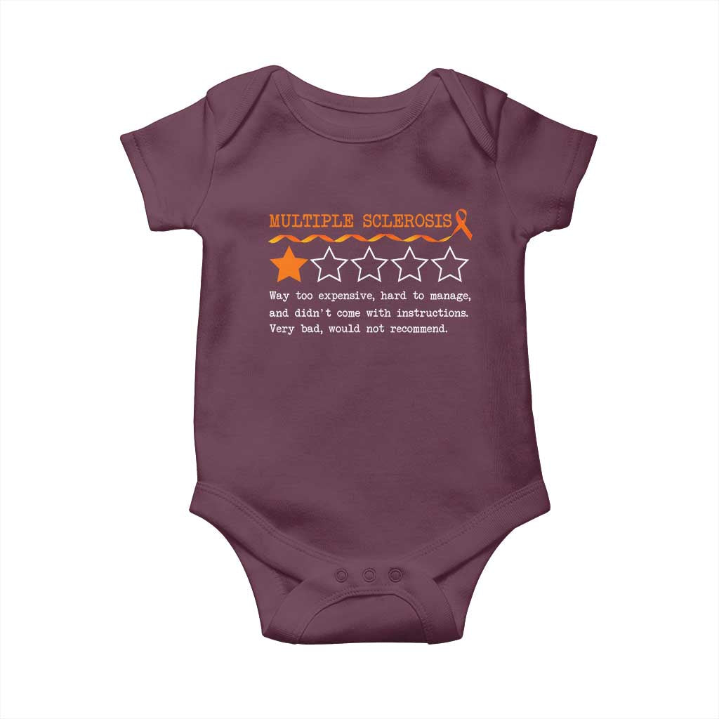 Multiple Sclerosis Awareness Baby Onesie Orange Ribbon MS Review Very Bad Would Not Recommend