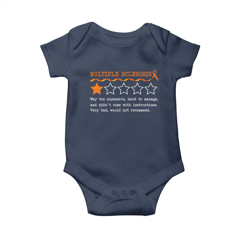 Multiple Sclerosis Awareness Baby Onesie Orange Ribbon MS Review Very Bad Would Not Recommend