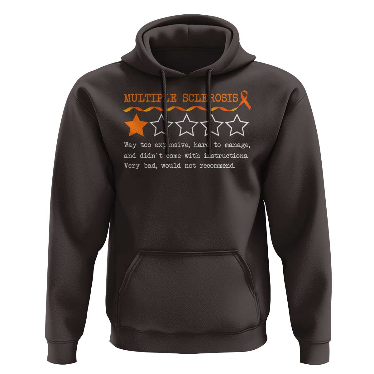 Multiple Sclerosis Awareness Hoodie Orange Ribbon MS Review Very Bad Would Not Recommend