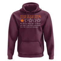 Multiple Sclerosis Awareness Hoodie Orange Ribbon MS Review Very Bad Would Not Recommend