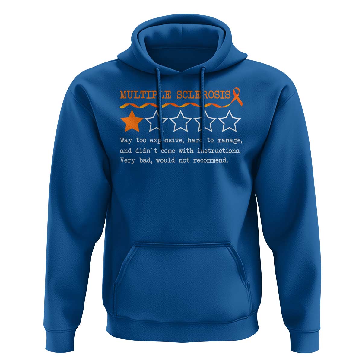 Multiple Sclerosis Awareness Hoodie Orange Ribbon MS Review Very Bad Would Not Recommend