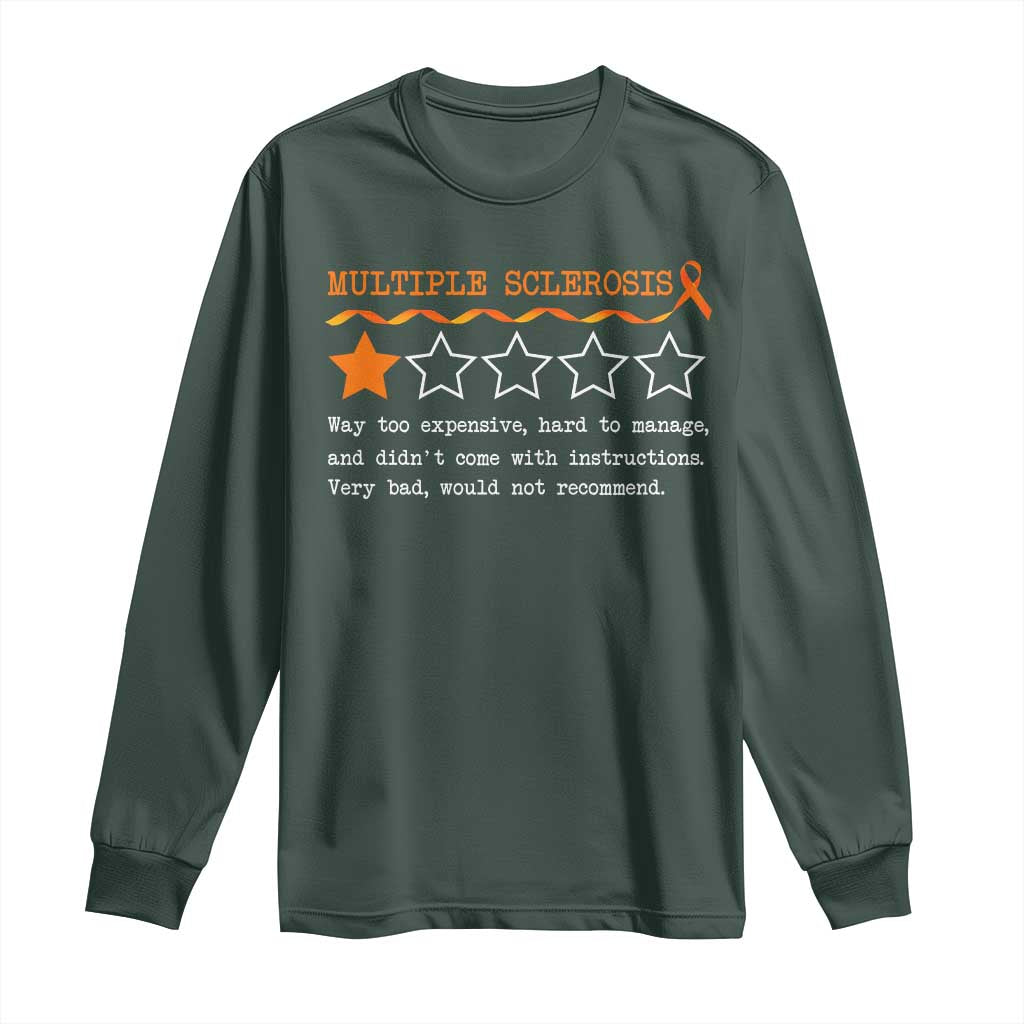 Multiple Sclerosis Awareness Long Sleeve Shirt Orange Ribbon MS Review Very Bad Would Not Recommend