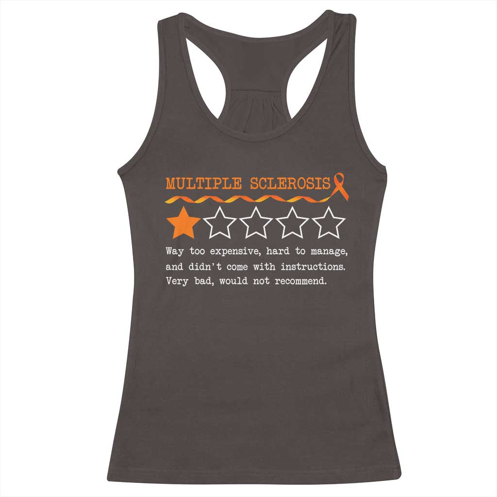 Multiple Sclerosis Awareness Racerback Tank Top Orange Ribbon MS Review Very Bad Would Not Recommend