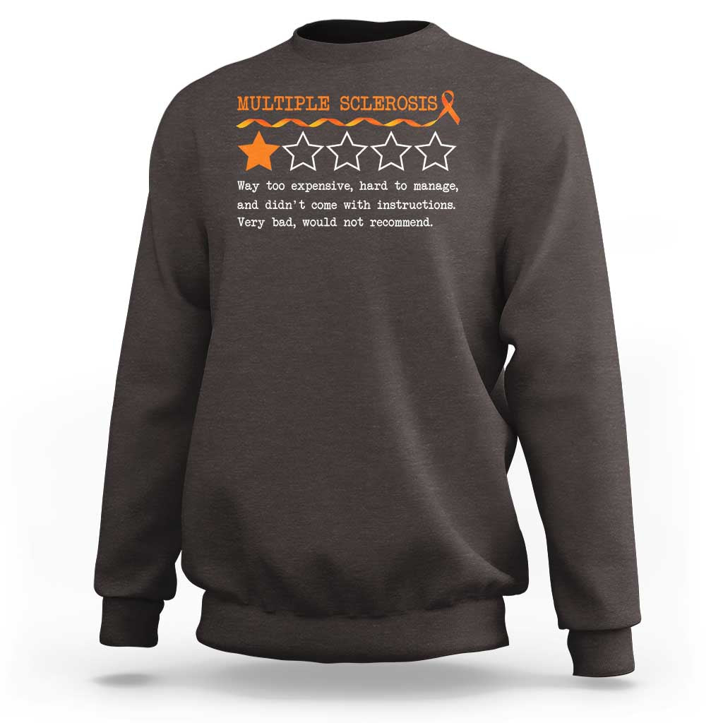 Multiple Sclerosis Awareness Sweatshirt Orange Ribbon MS Review Very Bad Would Not Recommend