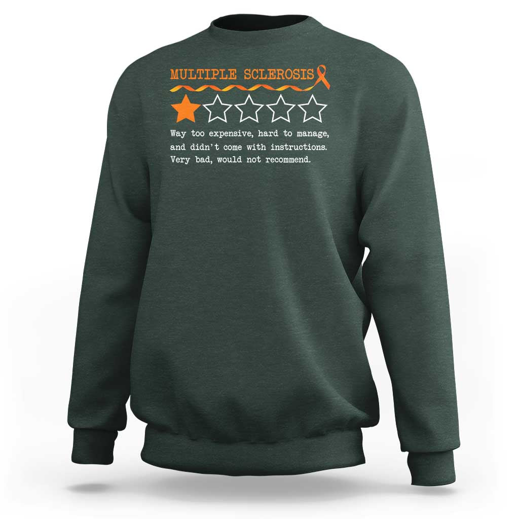 Multiple Sclerosis Awareness Sweatshirt Orange Ribbon MS Review Very Bad Would Not Recommend