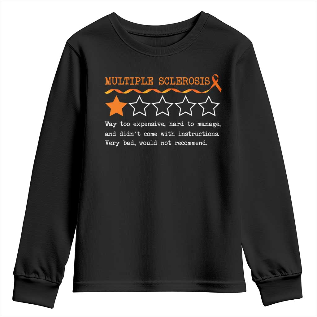 Multiple Sclerosis Awareness Youth Sweatshirt Orange Ribbon MS Review Very Bad Would Not Recommend